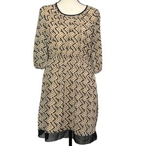 Enfocus Studio Dress 8 Chiffon Tan Black Layered